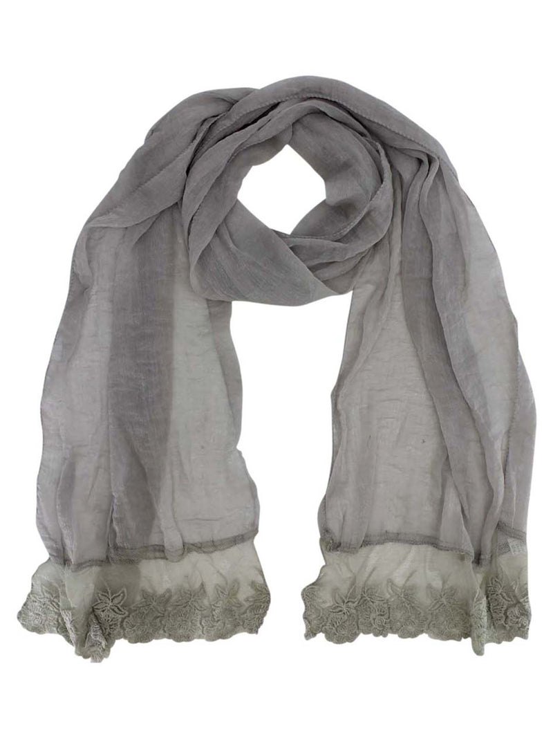 Sheer Lace Scarf Wrap With Lace Trim