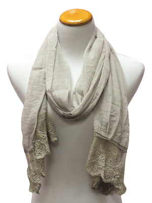 Sheer Lace Scarf Wrap With Lace Trim