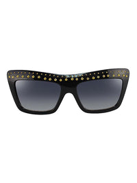 Rectangular Gold Studded Sunglasses With Hard Case