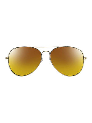 Gold Frame Yellow Mirror Lens Aviator Sunglasses With Case