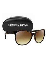 Textured Metal Accent Sunglasses With Hard Case