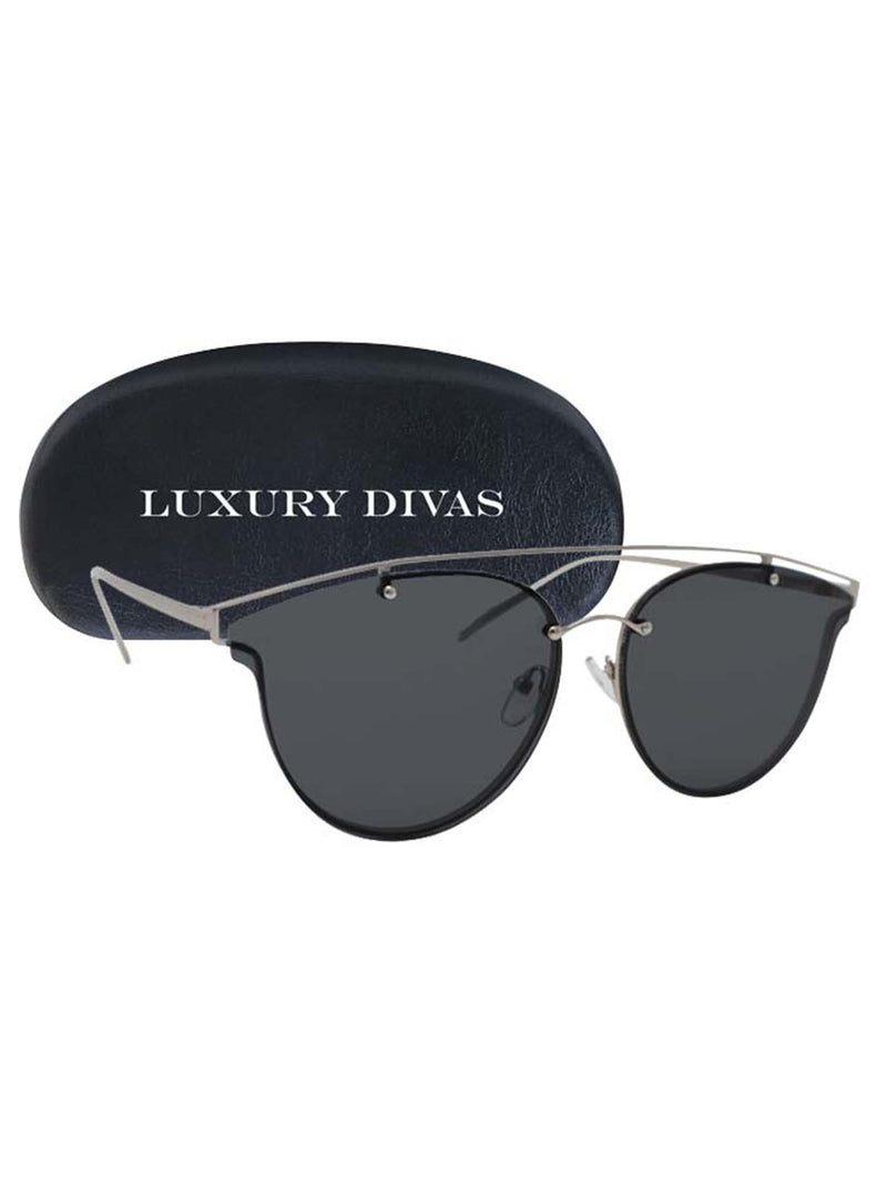 Flat Round Cutout Sunglasses With Case
