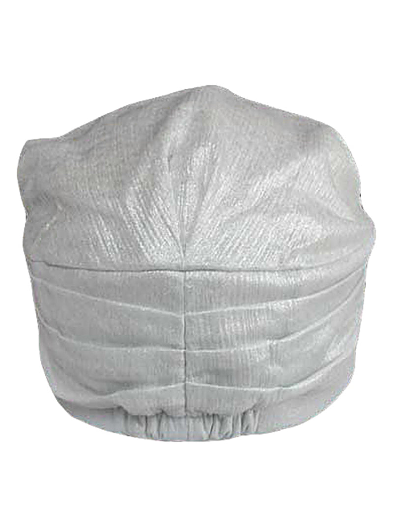 White Metallic Pleated Soft Newsboy Cap Hat