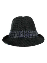 Black Woven Straw Fedora Hat