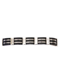 Stainless Steel & Black Men's Row Link Bracelet