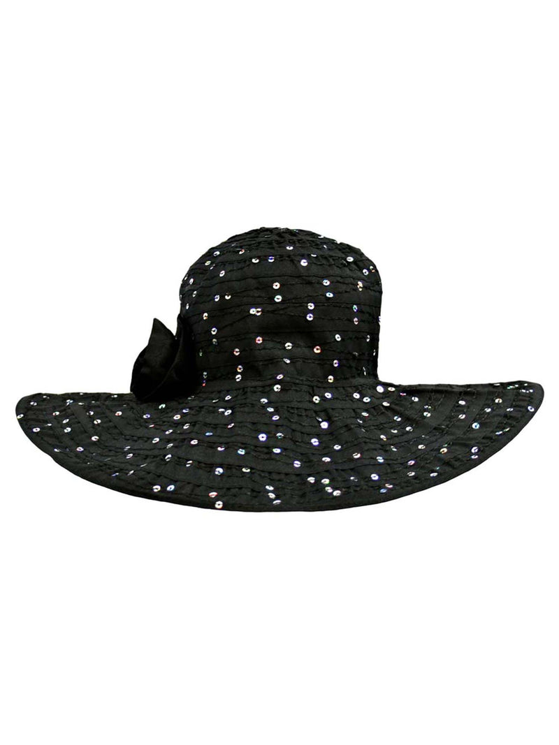 Floppy Hat With Sequins And Flower Hat Band