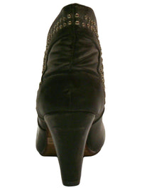Faded Brown Studded Retro Ankle Booties For Women