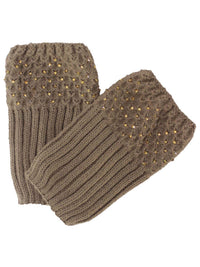 Knit Boot Cuff Leg Warmers With Rhinestones