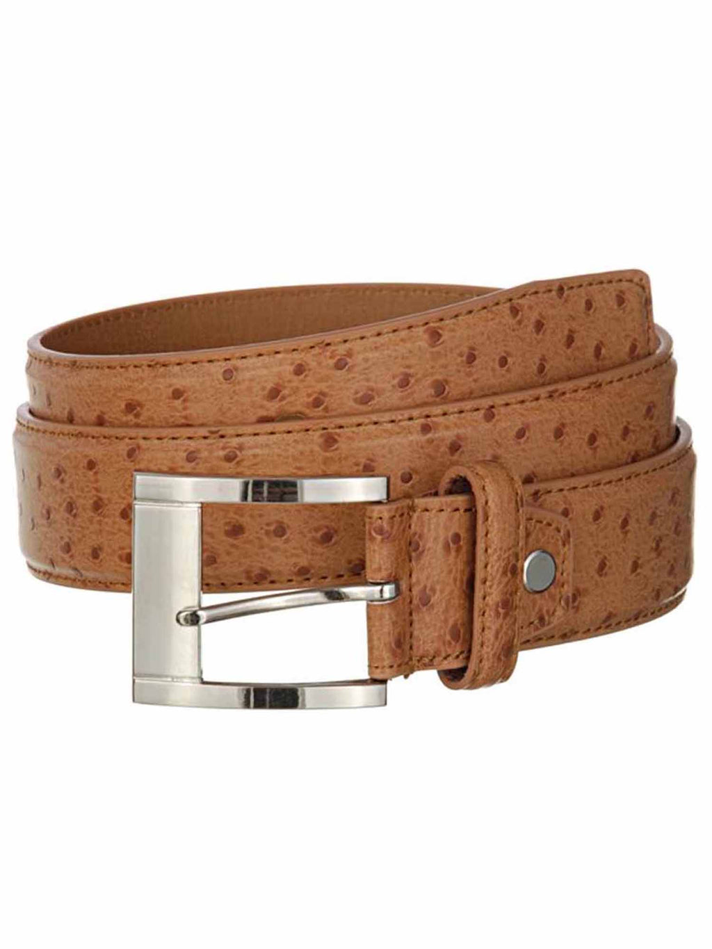 Men's Ostrich Leather Belt With Chrome Buckle