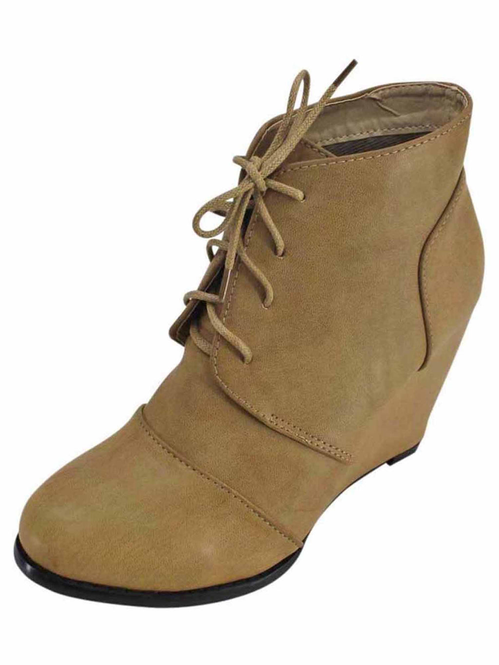 Lace-Up Wedge Heel Ankle Booties For Women