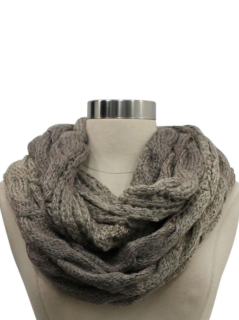 Thick Cable Knit Ombre Gradient Infinity Scarf