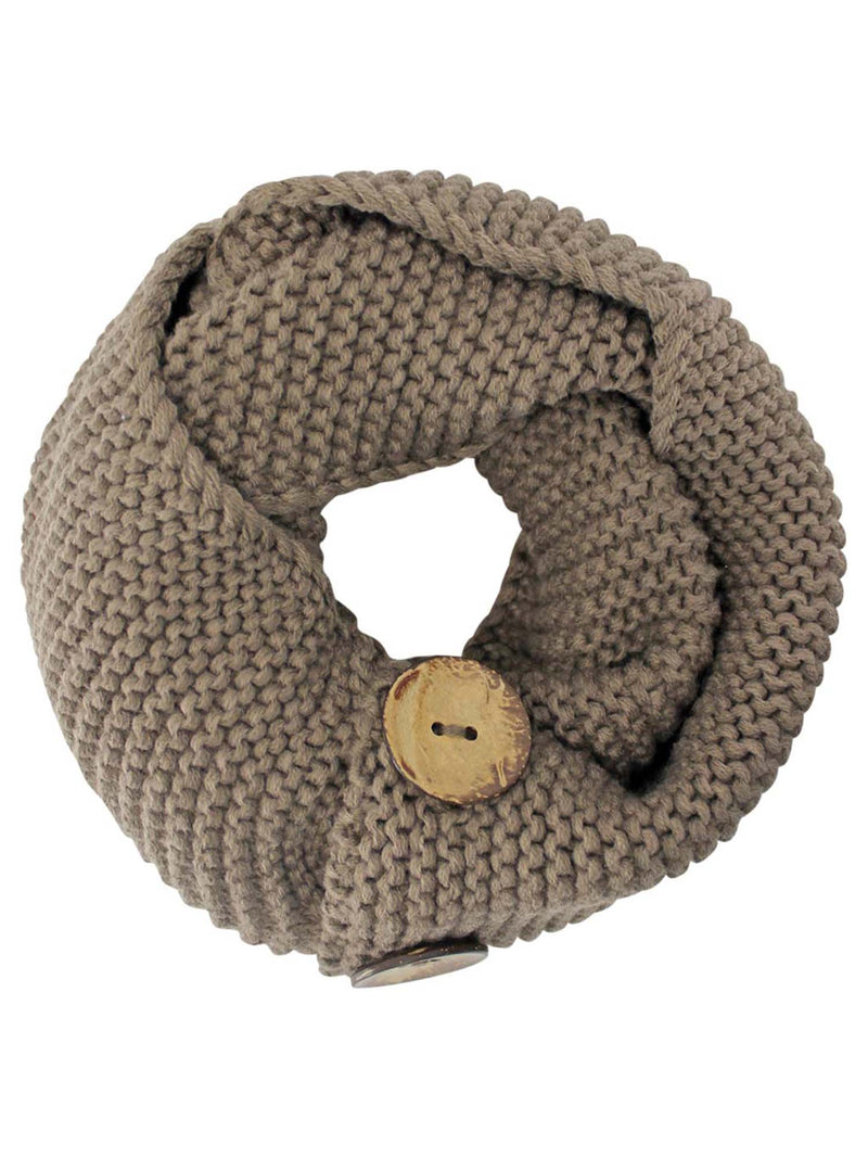 Knit Neck Warmer Winter Scarf With Button