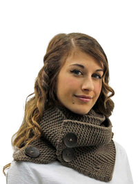 Knit Neck Warmer Winter Scarf With Button