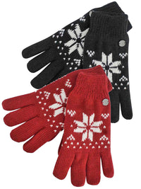 Thermal Insulated Womens Snowflake Knit Winter Gloves