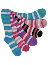Striped Assorted 6 Pack Knee High Fuzzy Socks
