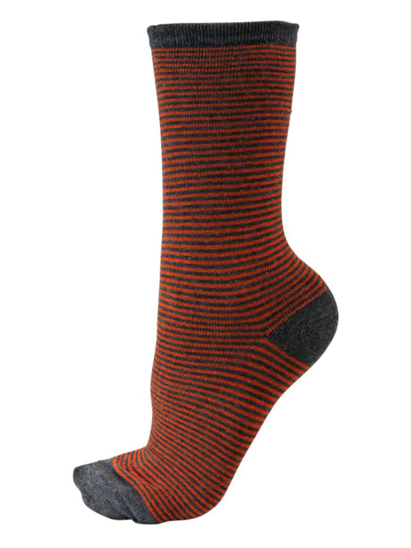 Thin Striped Multicolor Womens 6 Pack Crew Socks