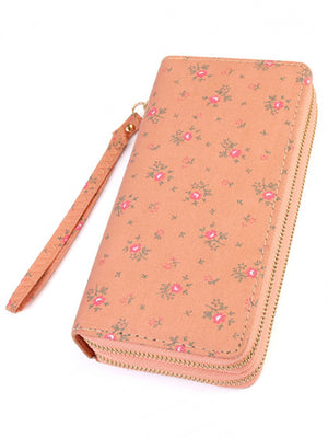 Daisy Floral Double Zipper Wallet Clutch Organizer