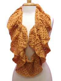 Frilly Crochet Knit Infinity Scarf