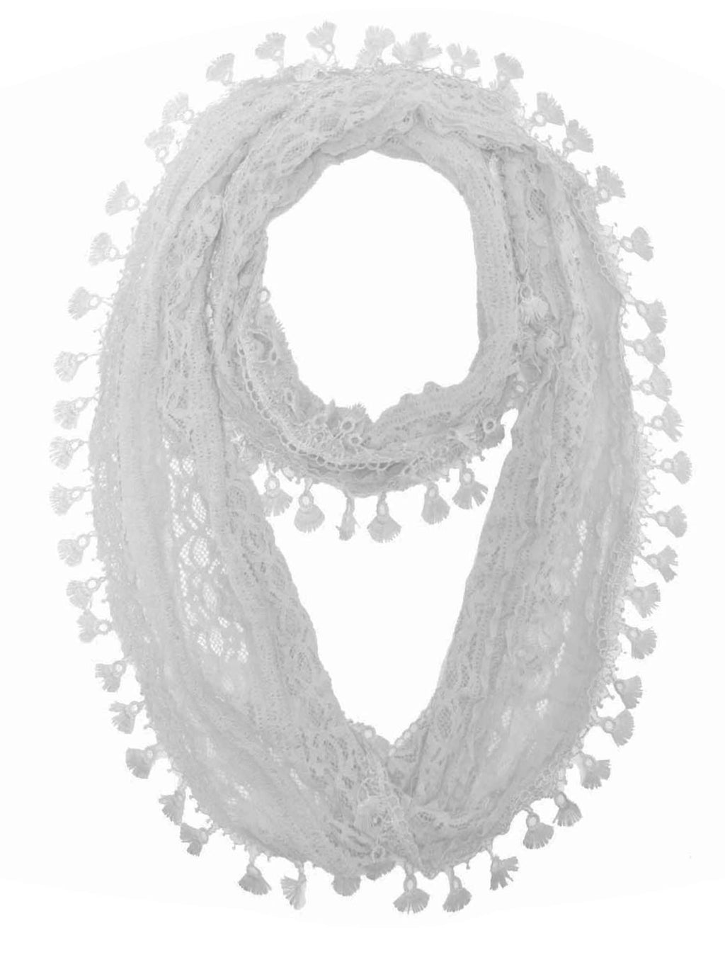 Lace Infinity Scarf With Tassels