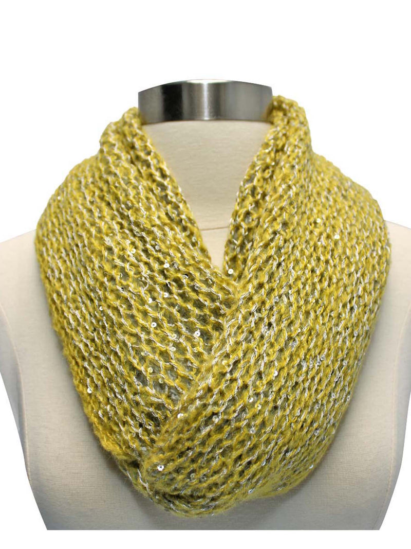 Two-Tone Double Sided Sequin Infinity Winter Scarf