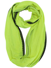 Neon Infinity Scarf With Lace Trim