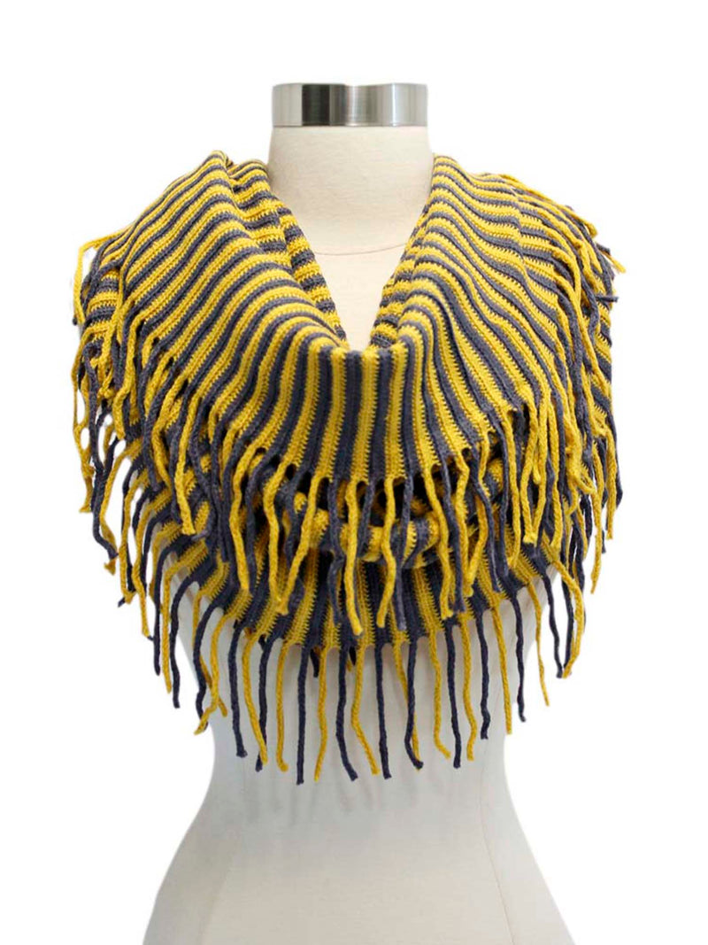Radiant Knit Winter Infinity Scarf With Fringe